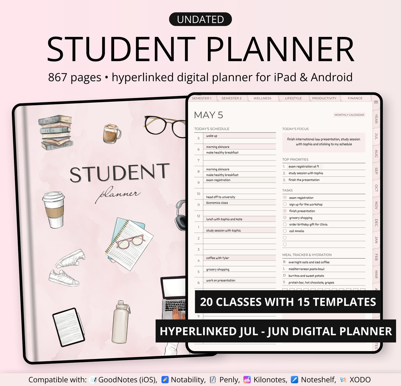 Digital Planner for Students Academic Planner College Planner